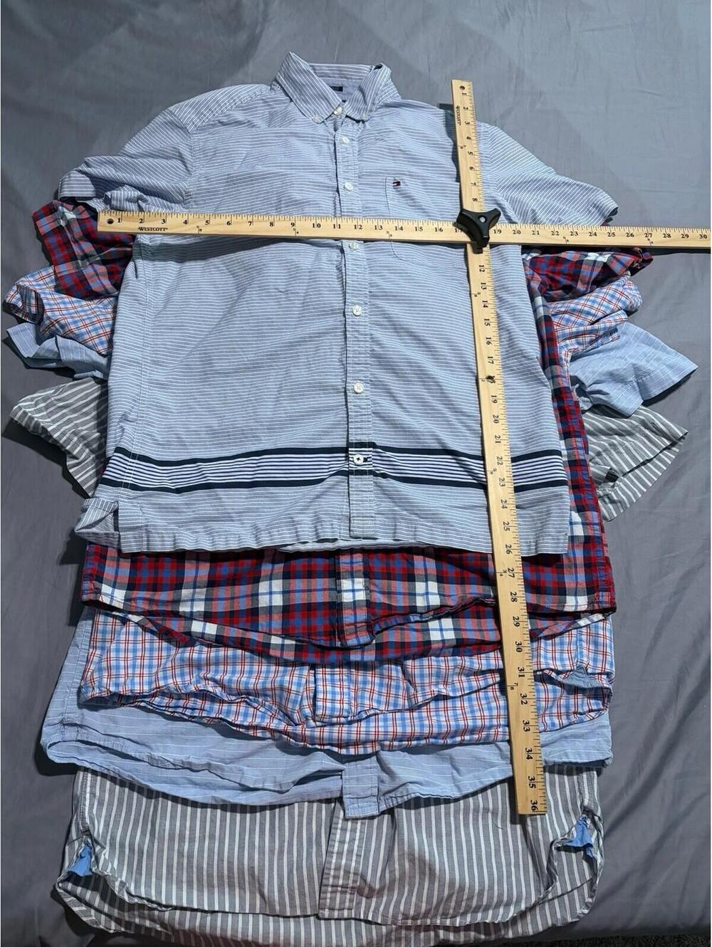 Lot of 5 Tommy Hilfiger Medium Short Sleeve Button-down Blue,Pink, plaid (A32) - Picture 2 of 3
